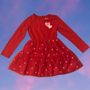 Cat and Jack Red Long Sleeve Valentines Day Heart Dress Size M 8